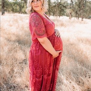 Pinkblush Lace Mesh Overlay Maternity Dress